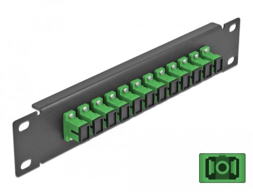 Delock 10  üvegszálas patch panel 12 portos SC Simplex zöld 1U fekete