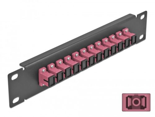 Delock 10  üvegszálas patch panel 12 portos SC Simplex ibolya 1U fekete