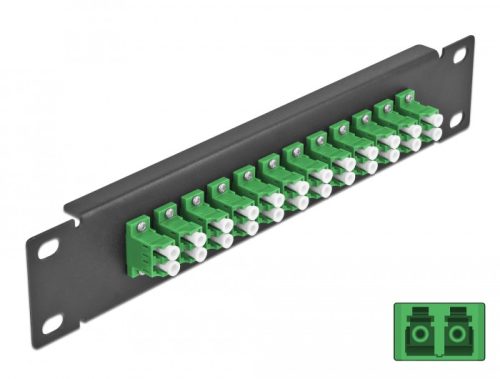 Delock 10  üvegszálas patch panel 12 portos LC Duplex zöld 1U fekete