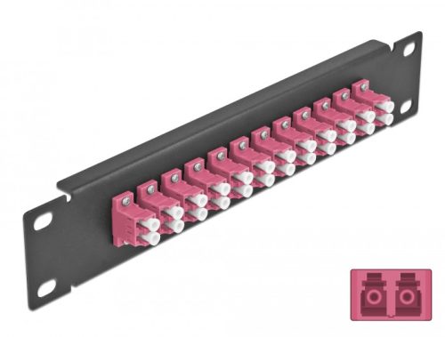 Delock 10  üvegszálas patch panel 12 portos LC Duplex ibolya 1U fekete