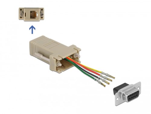 Delock D-Sub 9-tűs anya   RJ11/RJ14 6P/4C anya összekötő adapter