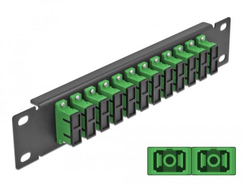 Delock 10  üvegszálas patch panel 12 portos SC Duplex zöld 1U fekete