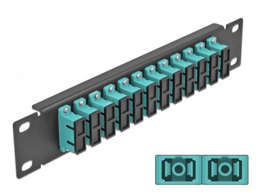 Delock 10  üvegszálas patch panel 12 portos SC Duplex vízkék 1U fekete