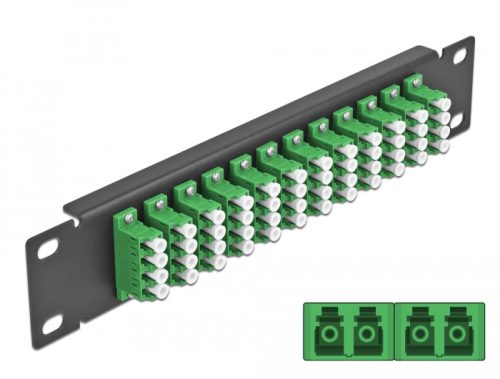 Delock 10  üvegszálas patch panel 12 portos LC Quad zöld 1U fekete