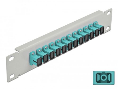 Delock 10  üvegszálas patch panel 12 portos SC Simplex vízkék 1U szürke