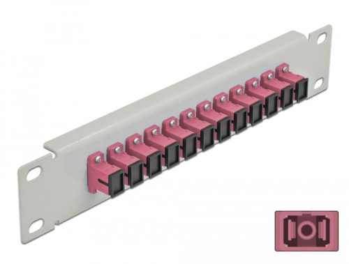 Delock 10  üvegszálas patch panel 12 portos SC Simplex ibolya 1U szürke