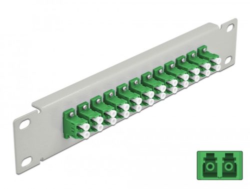 Delock 10  üvegszálas patch panel 12 portos LC Duplex zöld 1U szürke