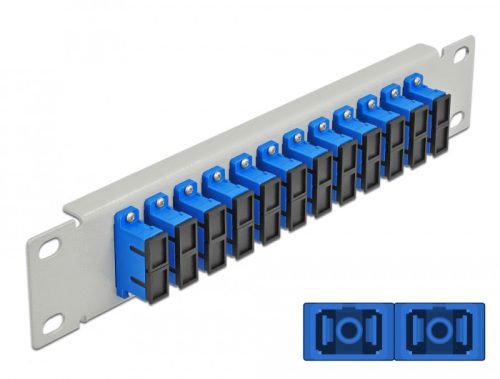 Delock 10  üvegszálas patch panel 12 portos SC Duplex kék 1U szürke