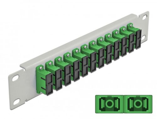 Delock 10  üvegszálas patch panel 12 portos SC Duplex zöld 1U szürke