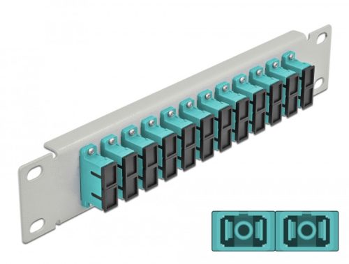 Delock 10  üvegszálas patch panel 12 portos SC Duplex vízkék 1U szürke