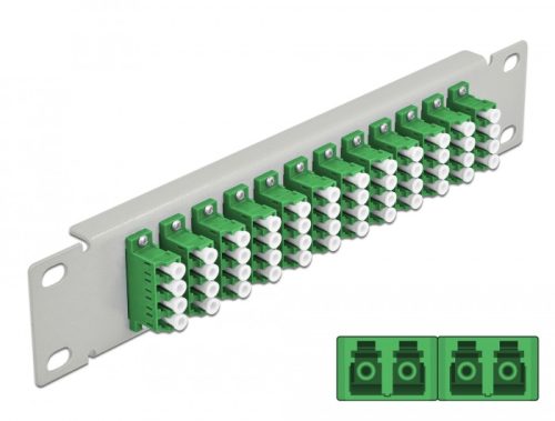 Delock 10  üvegszálas patch panel 12 portos LC Quad zöld 1U szürke