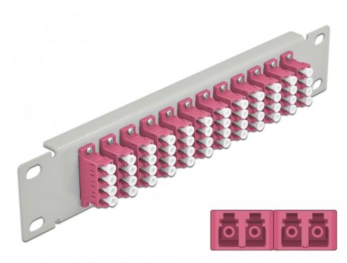 Delock 10  üvegszálas patch panel 12 portos LC Quad ibolya 1U szürke