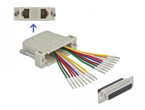 Delock D-Sub HD 44 tűs krimp anya - 2 x RJ45 anya eszközkészlettel bézs színben