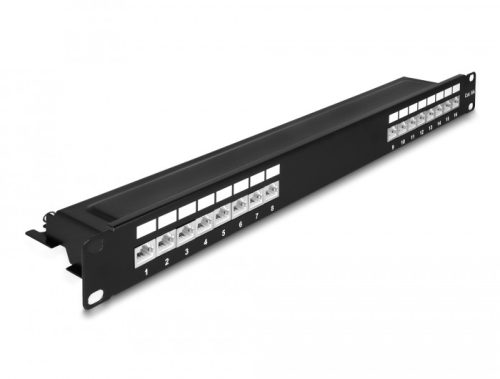 Delock 19  patch panel 16 porttal Cat.6A 1U fekete