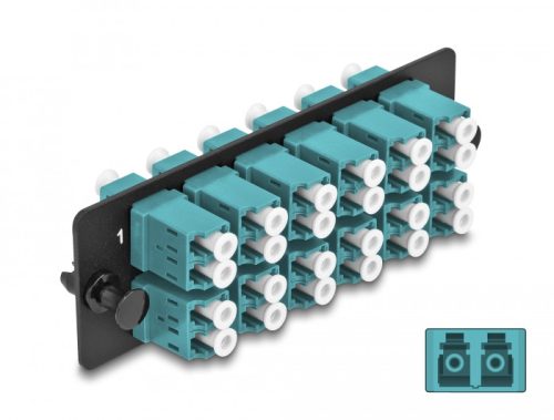 Delock Üvegszálas adapter panel LC Duplex OM4 12 port víz színű