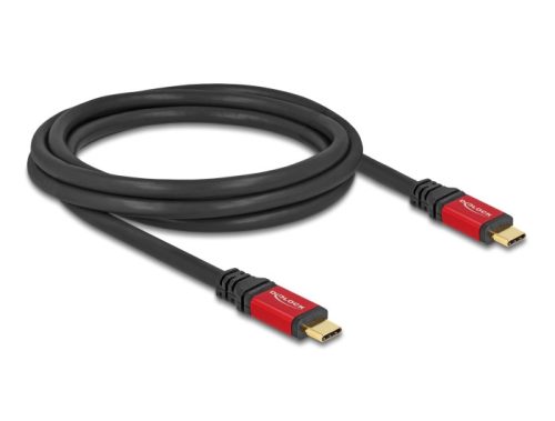 Delock USB 5 Gbps kábel USB Type-C  apa - apa PD 3.0 100 W E-Marker 2 m piros fém