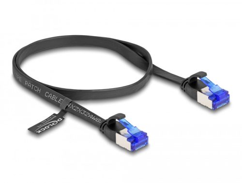 Delock RJ45 lapos patch kábel apa - apa Cat.6A flexibilis 0,5 m fekete