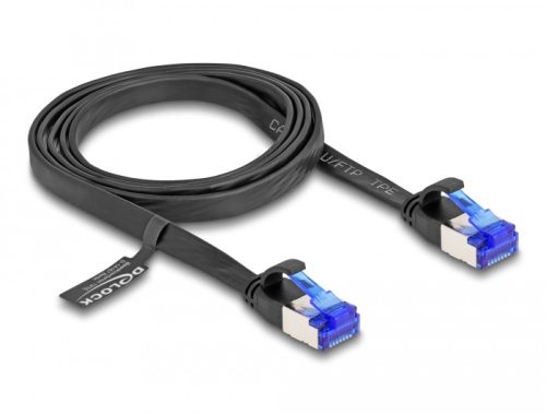 Delock RJ45 lapos patch kábel apa - apa Cat.6A flexibilis 1 m fekete