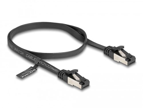 Delock RJ45 lapos patch kábel apa - apa Cat.8.1 flexibilis 0,5 m fekete