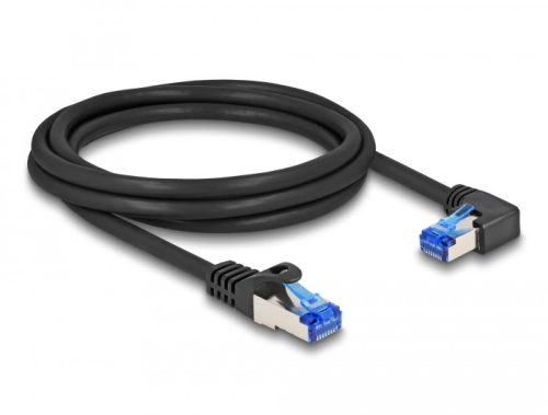 Delock RJ45 hálózati kábel Cat.6A S/FTP egyenes / jobbra hajló 2 m fekete