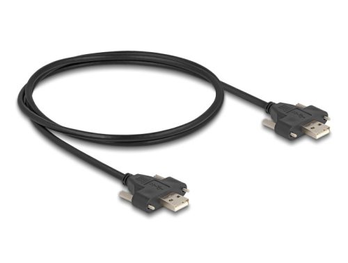 Delock USB 2.0 A-típusú kábel apa   apa csavarokkal 1 m fekete