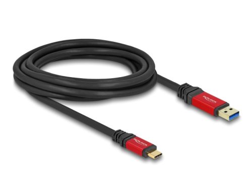 Delock USB 10 Gbps kábel USB A-típusú apa - USB Type-C  apa 3 m piros fém