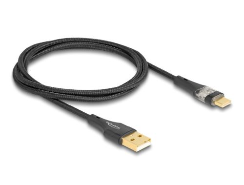 Delock USB 2.0 kábel A-típusú apa - USB Type-C  apa gyors töltővel 60 W áttetsző 1 m