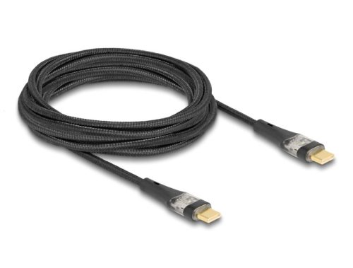 Delock Adat és gyors töltő kábel USB 2.0 USB Type-C  apa-aoa átlátszó PD 3.0 100 W 3 m