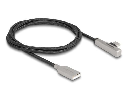 Delock Kábel USB 2.0 A-típusú apa - USB Type-C  apa hajlított, LED fénnyel és gyors töltő funkcióval 60 W 1 m