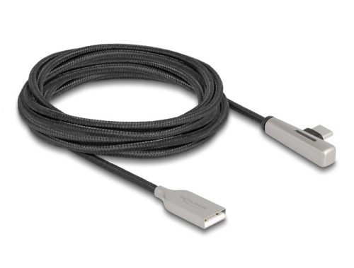 Delock Kábel USB 2.0 A-típusú apa - USB Type-C  apa hajlított, LED fénnyel és gyors töltő funkcióval 60 W 3 m