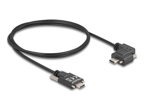 Delock USB 2.0 kábel USB Type-C  apa csatlakozó csavarokkal - USB Type-C  apa csatlakozó csavarokkal ívelt bal / jobb PD