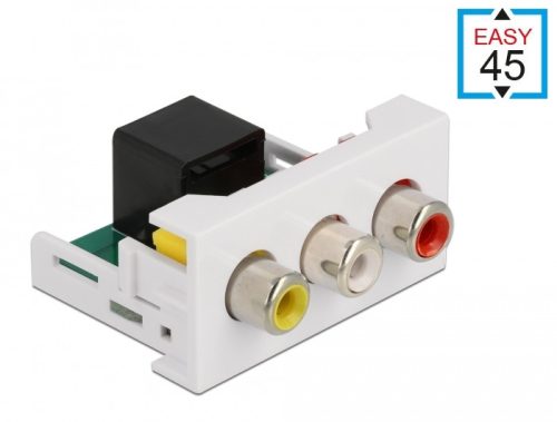 Delock Easy 45 modul, 3 x RCA anya - RJ45 anya port 22,5 x 45 mm