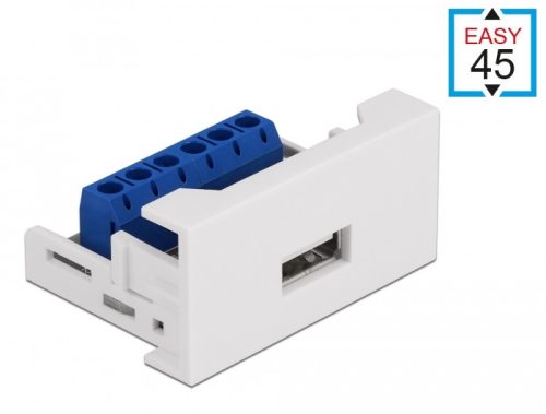 Delock Easy 45 modulos USB 2.0 A-típusú anya csatlakozó   sorkapocs 22,5 x 45 mm-es