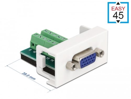 Delock Easy 45 modul VGA aljzat 16 tűs csatlakozóblokkba 22,5 x 45 mm-es