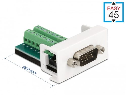 Delock Easy 45 modul VGA férfi 16 tűs csatlakozóblokkba 22,5 x 45 mm