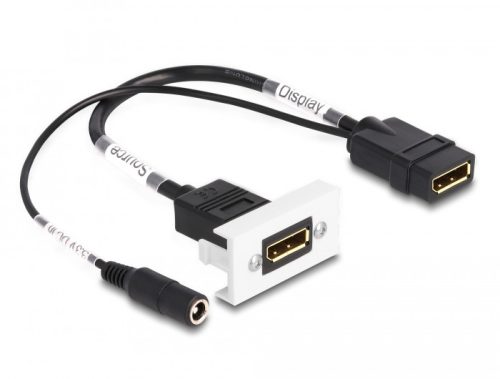 Delock Easy 45 DisplayPort 4K 60 Hz modul DC töltéssel 2,1 x 5,5 mm és rövid kábel, 22,5 x 45 mm