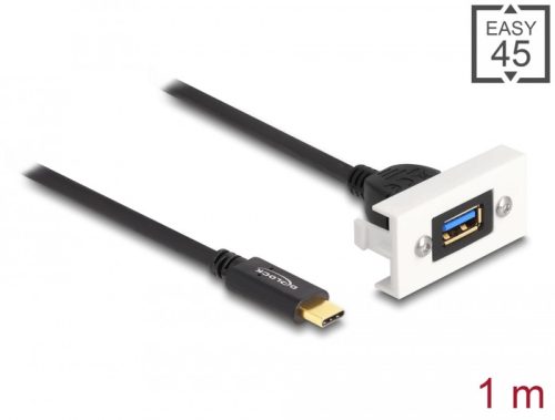 Delock Easy 45 modul SuperSpeed USB 10 Gbps (USB 3.2 Gen 2) A-típusú USB anya - USB Type-C  apa rövid kábellel, 22,5 x 4