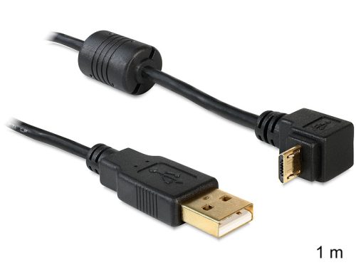 Delock USB-A apa > USB micro-B apa kábel, 90 -ban forgatott fel/le