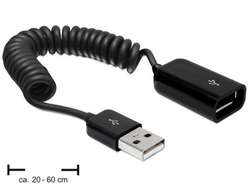 Delock USB 2.0-A hosszabbító kábel / anya spirál kábel