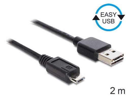 Delock EASY-USB 2.0 -A apa > USB 2.0 micro-B apa kábel, 2 m