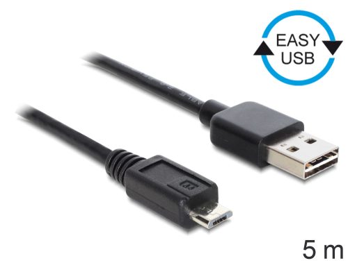 Delock EASY-USB 2.0 -A apa > USB 2.0 micro-B apa kábel, 5 m