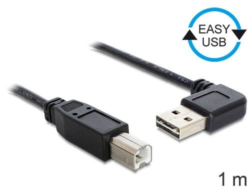 Delock EASY-USB 2.0 -A apa hajlított > USB 2.0-B apa kábel, 1 m