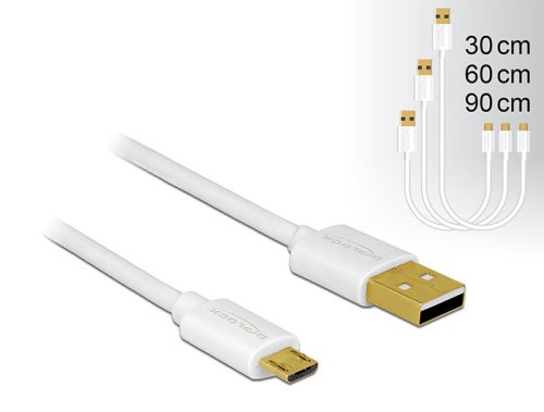 Delock Adat- és tölto kábel USB 2.0 A-típusú csatlakozóval > USB 2.0 Micro B típusú csatlakozó 3 db