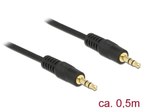 Delock Stereo Jack kábel 3.5 mm 3 pin apa > apa 0.5 m fekete