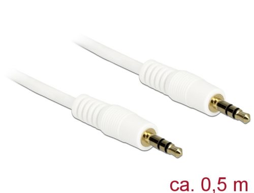 Delock Stereo Jack kábel 3.5 mm 3 pin apa > apa 0.5 m fehér