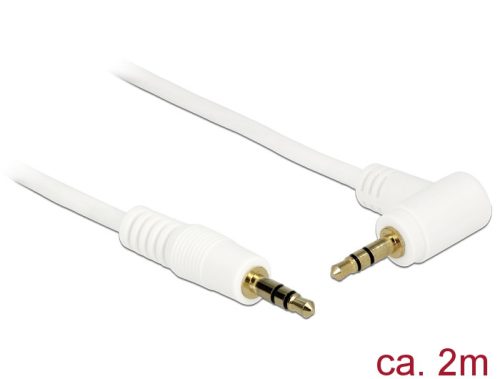 Delock Stereo Jack kábel 3.5 mm 3 pin apa > apa 2 m 90  fehér