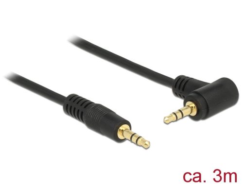 Delock Stereo Jack kábel 3.5 mm 3 pin apa > apa 3 m 90  fekete