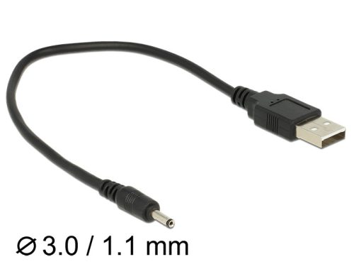 Delock kábel USB Type-A dugó tápegység > DC 3,0 x 1,1 mm-es apa 27 cm