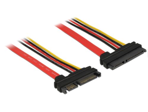 Delock Bovítokábel, SATA, 6 Gb/s, 22 tus csatlakozó > SATA 22 tus aljzat (5 V + 12 V), 10 cm