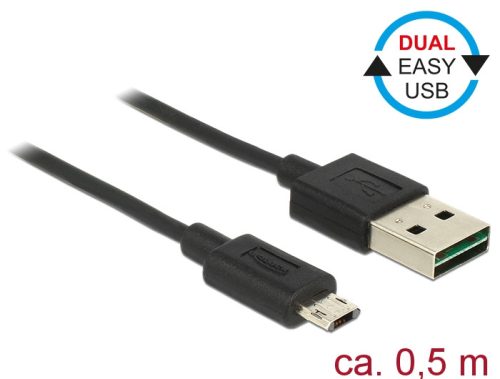 Delock Kábel, EASY-USB 2.0-s A-típusú csatlakozódugó > EASY-USB 2.0-s Micro-B típusú csatlakozódugó,